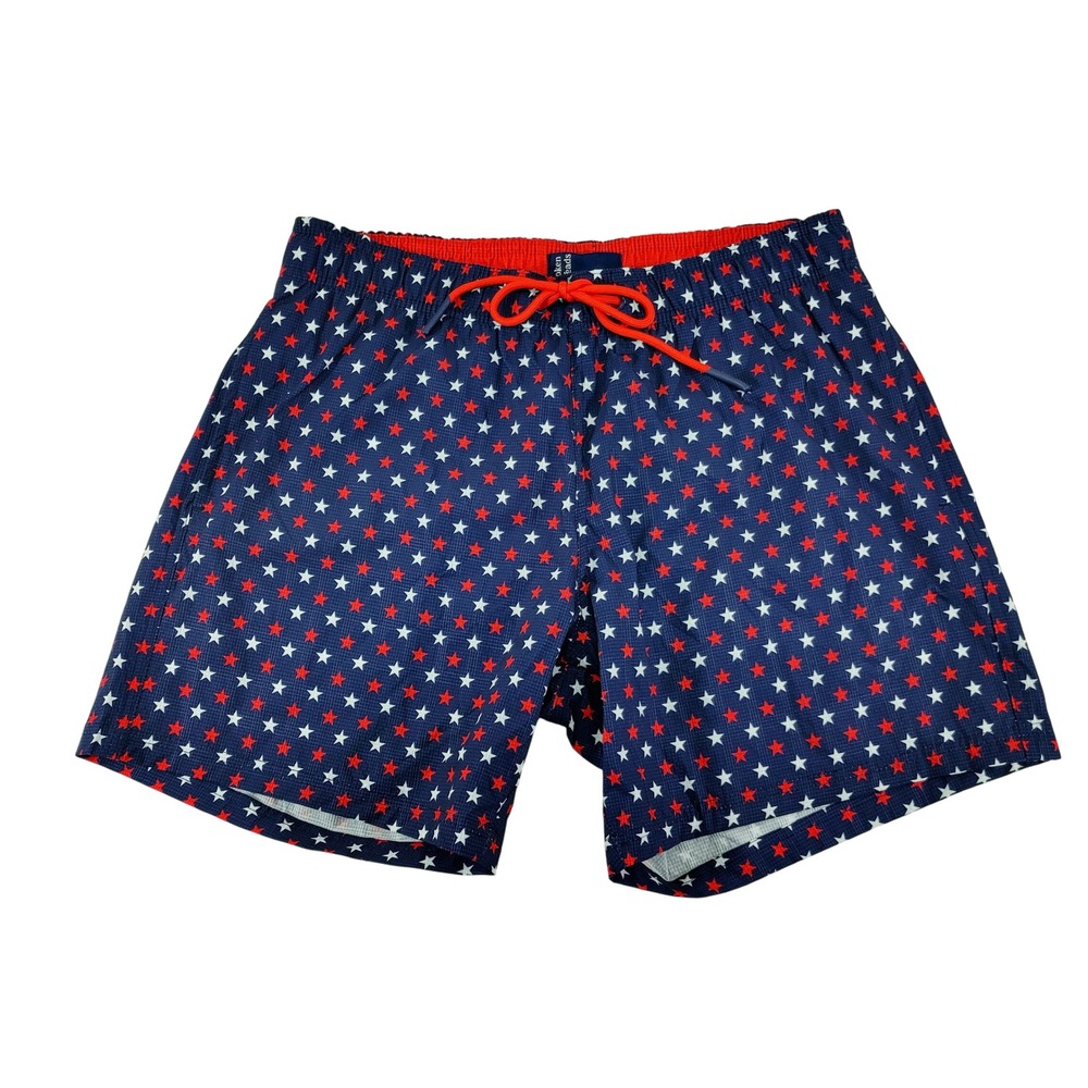Broken Threads‎ Swim Trunks Mens Medium Patriotic Stars Print Swim Shorts